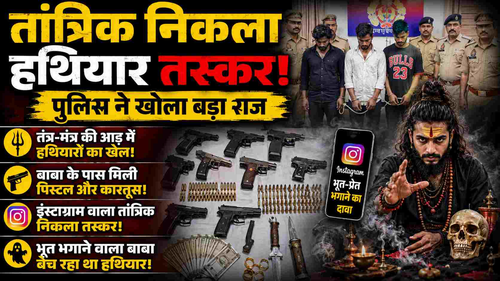 झांसी में तांत्रिक की आड़ में हथियारों का खेल, इंस्टाग्राम बाबा समेत 3 तस्कर गिरफ्तार