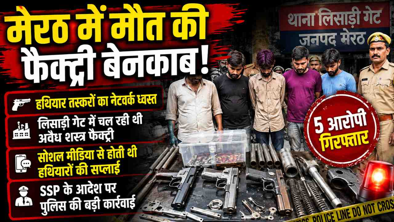 मेरठ में अवैध हथियार फैक्ट्री का भंडाफोड़, सोशल मीडिया से होती थी मौत के सौदों की डील