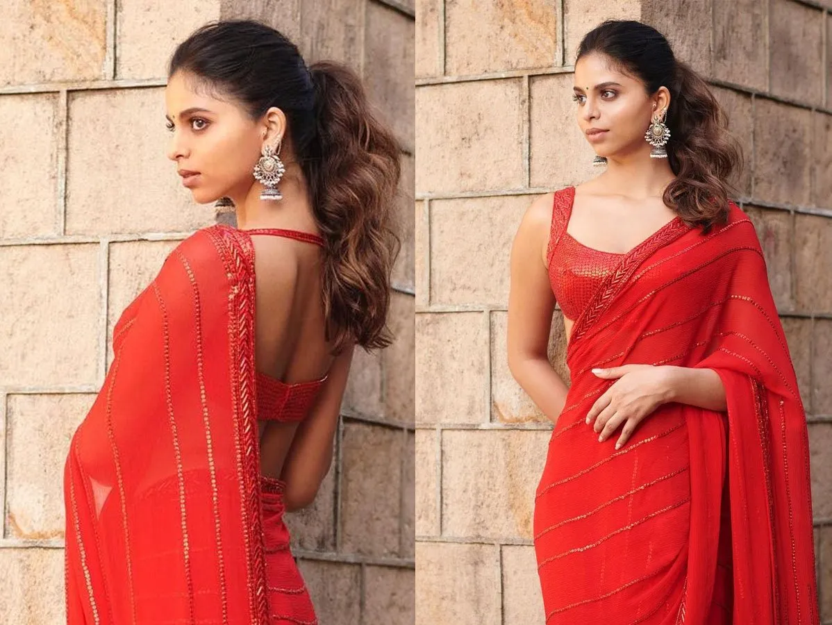 Suhana Khan in Red Saree